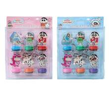 CRAYON SHINCHAN 6 piezas Kawaii Crayon Shin-Chan Sello portátil lindo con dibujos animados para niños, premio para estudiantes de jardín de infantes (estilo aleatorio) - Multicolor - Ver 2