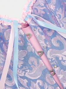 Vintage Corset Top, Tight Fitting Bust Shaping Body Shaper, Retro & Sexy Design - Purple - View 4