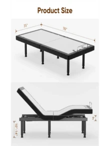 Adjustable Bed Frame Twin Size Power Beds Base,Head & Foot Incline,Remote,Memory Pre-Sets - 白色 - 查看 3