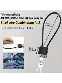 1pc Multi-Purpose Soft Steel Wire Cable Lock, Helmet Lock, Luggage Lock, Suited For Dorm, Warehouse, Iron Gate, Gym, Storage Cabinet, Luggage, Toolbox, Rust & Waterproof Padlock