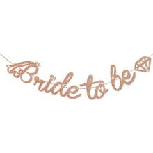 Gold Sliver And Rose Gold Bride To Be Banner Sign Double Sided Glitter Paper 3D Wedding Dress Rhinestone Bride Garland For Bridal Shower Engagement Wedding Bachelorette Just Married Party Decorations Supplies