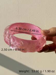 1 pièce Bracelet en résine asymétrique géométrique rose dégradé rêveur et pailleté, convient pour les vacances et pour un port quotidien
