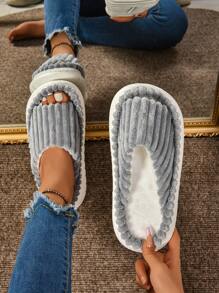 Women's Home Slippers Made Of EVA, With Anti-Slip Thick Soles, Striped, Soft And Skin-Friendly, Round-Toed, Open-Toed, Plus-Size Half Slippers For Women, And Cute Indoor Slippers For Girls.