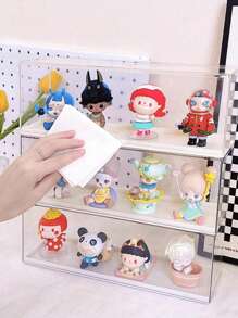 1pc Handmade Acrylic Display Case, Dust-Proof Showcase Storage Box, Transparent Desktop Stackable Container, Suitable For Mini Dolls, Toys And Jewelry - Multicolor - View 6