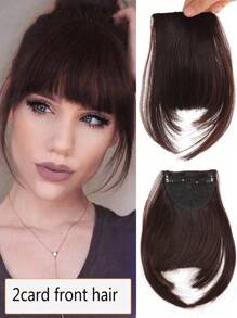 Synthetic Women's Hair Short Straight Bangs Natural Fake Wig Clip In Hairpieces For Black Heat Resistant Fiber