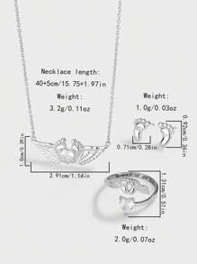 Bộ Trang Sức Thời Trang Châu Âu Và Mỹ Bạc S925 Mới: Nhẫn Thiên Thần, Vòng Cổ, Bông Tai, Món Quà Tuyệt Vời Cho Gia Đình Và Bạn Bè - bộ - Xem 4