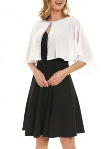 Soft Chiffon Sequin Shawls & Cape - Elegant For Evening, Wedding & Formal Events - trắng - Xem 5