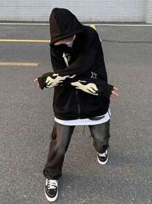 Jupkem Jupkem Y2k Hoodie Zip Up Women Fashion Graphic Long Sleeve Y2k Goth Clothing Aesthetic Sweatshirt Streetwear Jacket