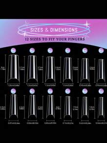 120 件透明半盖软凝胶指甲片透明中号方形假指甲预成型无缝人造指甲套装适用于专业美甲