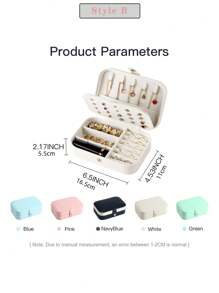 CASEGRACE 1PC Rectangle PU Leather Jewelry Box Organizer Small Travel Portable Earring Ring Jewellery Storage Case For Girl Women Wedding Birthday Gift, Gift Back To School