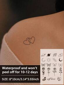 1Pc Simple Little Pattern Temporary Tattoos Waterproof Sweatproof Last For 1-2 Weeks Realistic Herbal Juice Anti-Friction Non-Reflective Faux Black Fake Tattoos For Woman And Men Tattoo Stickers For Arm, Chest, Leg, Abdomen, Waist Modernist Body Art - Black - View 1
