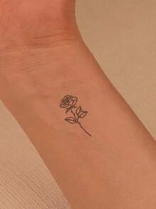 1Pc Simple Little Pattern Temporary Tattoos Waterproof Sweatproof Last For 1-2 Weeks Realistic Herbal Juice Anti-Friction Non-Reflective Faux Black Fake Tattoos For Woman And Men Tattoo Stickers For Arm, Chest, Leg, Abdomen, Waist Modernist Body Art - Black - View 3