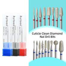 hytoos 1个3/32英寸金刚石钻头美甲钻，专业美甲钻头，适用于丙烯酸凝胶美甲、去除角质层和足部护理 - 彩色 - 查看 2