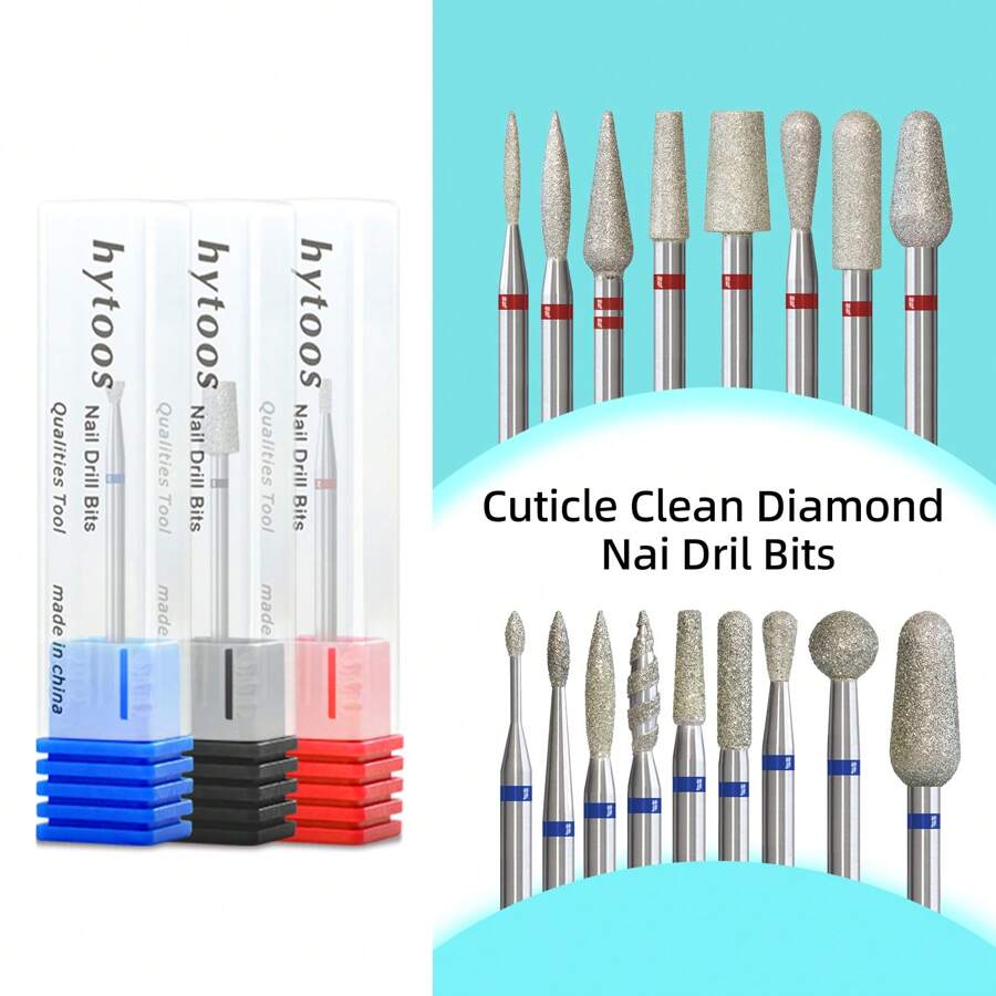hytoos 1个3/32英寸金刚石钻头美甲钻，专业美甲钻头，适用于丙烯酸凝胶美甲、去除角质层和足部护理