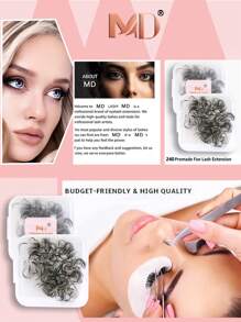 240 st. ögonfransförlängningsbricka, 10D DD 0,07 mm 8-15 mm längd handgjorda minkfransar, mattsvarta Promade lösa fransar, Promade ögonfransförlängning - DD - Visa 11