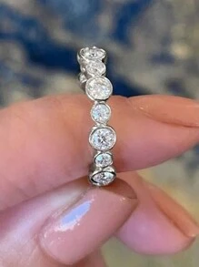 1PC Exquisite Round Cubic Zirconia Promise Rings For Women Accessories Luxury Wedding Rings Silver Color/Gold Color Fashion Jewelry - Ring - View 4