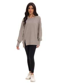 GEREARC Women's Oversized Round Neck Long Sleeved Shirt Pullover Sweatshirt - tro cà phê - Xem 5