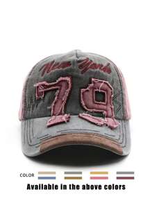 1 件刺绣 79 拼布水洗棒球帽，户外可调节防晒休闲帽，适合春季、秋季旅行、海滩、Y2K 风格年轻帽子