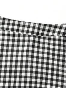 Women Plaid Skirt, Flattering, Elegant & Versatile - Black and White - View 7