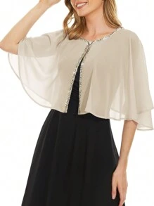 Soft Chiffon Sequin Shawls & Cape - Elegant For Evening, Wedding & Formal Events - Rượu sâm banh - Xem 5