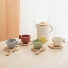 10pc Baby Coffee Machine Toy Wooden Products Coffee Machine Kitchen Set Model Children's Game Simulation Coffee Cake Pretending Toy Children's Afternoon Tea Toy - Suitable As Children's Birthday Gift, Halloween Gift, Christmas Gift - Wooden Afternoon Tea Sets - View 10