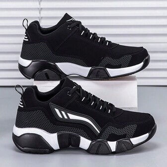 Men's Anti-Slip, Wear-Resistant, Breathable, Multi-Color, Formal, Outdoor, Lace-Up, Low-Top Men's Casual Sports Shoes, Elegant Minimalist Style Leather Athletic Sneakers, Solid Color Tennis Shoes, Spring/Autumn Low-Top Gym Running Shoes For Men