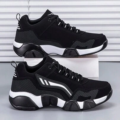 Men's Anti-Slip, Wear-Resistant, Breathable, Multi-Color, Formal, Outdoor, Lace-Up, Low-Top Men's Casual Sports Shoes, Elegant Minimalist Style Leather Athletic Sneakers, Solid Color Tennis Shoes, Spring/Autumn Low-Top Gym Running Shoes For Men