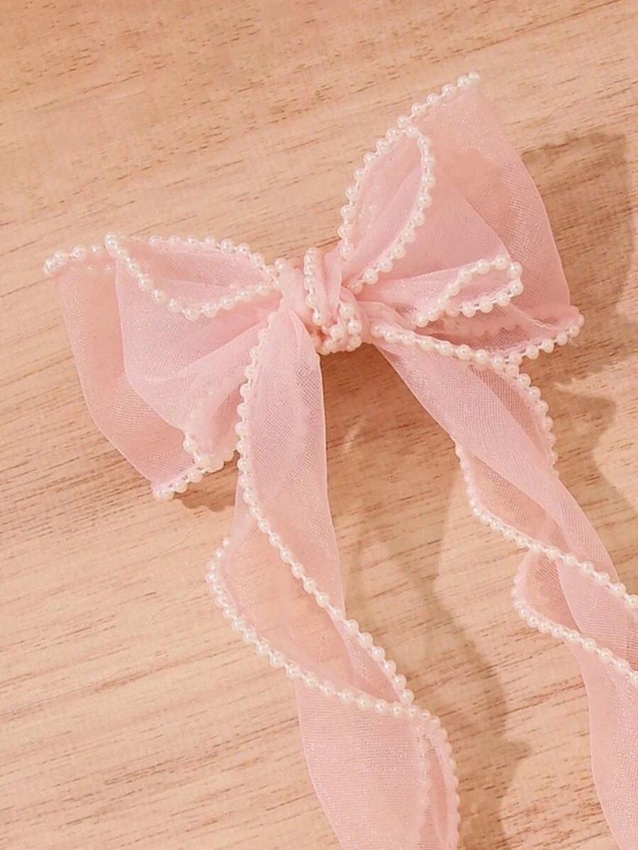 1pc Faux Pearl Hair Clip, Bowknot Decor Elegant Hair Accessory, Claw Clip, Hair Pin, School Supplies, Hair Decoration, Hairpin,Summer,Holiday,Travel, Head Accessories,Festival,Birthday