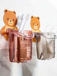 1个带排水孔的牙刷架 - 壁挂式，多功能牙膏牙刷收纳盒，适用于浴室，浴室配件，家居装饰，完美的浴室收纳壁挂式牙刷架，无线浴室整理架，家居浴室装饰，秋季装饰，返校装饰 - 彩色 - 查看 6