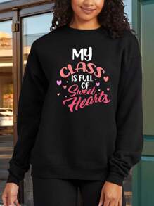 Valentine's Day Lettersprint Crew Neck Sweatshirt For Men And Women, Suitable For All Seasons