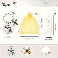 18 sztuk/opakowanie Breloczek z pszczołami miodnymi, inspirujący brelok na urodziny, ukończenie szkoły, Boże Narodzenie, nauczycieli, współpracowników, upominki na przyjęcia