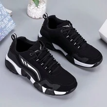 Giày thể thao nam cổ thấp chống trượt, chống mài mòn, thoáng khí, nhiều màu, trang trọng, ngoài trời, buộc dây, giày thể thao nam cổ thấp, giày thể thao da phong cách tối giản thanh lịch, giày tennis màu trơn, giày chạy bộ cổ thấp mùa xuân/thu cho nam - Đen và trắng - Xem 2