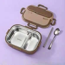 304 Stainless Steel 2-Compartment Insulated Lunch Box Set, Student Bento Box, Worker/Office Adult Meal Container - Multicolor - View 10