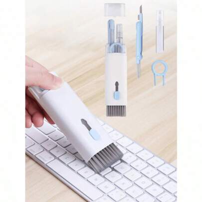 7-in-1 Tastatur Reinigungsset in Blau mit abnehmbarer Bürste und Staubwedel