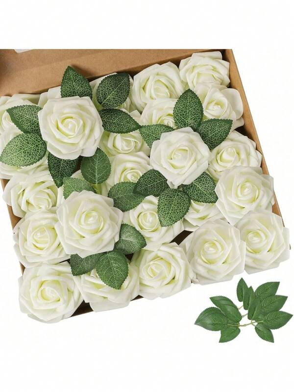 5/10/15/20/25/30pcs Real Looking Fake Roses With Stem For DIY Wedding Bouquets Centerpieces Arrangements Party Baby Shower Home Decorations OPP Bag Packaging (Excluding Box)Containing Three Leaves, Valentine Day, Gift Gifts Birthday Graduation