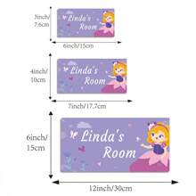 1Pc No Lanyard Cute Cartoon Princess Customized Name Wall Hanging Sign For Home Art Decor Personalized Art Plaque Bedroom Decor,A Gift For A Girl