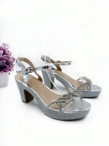 Chaussures élégantes. Chaussures de soirée pour femmes, détails scintillants, design élégant et sophistiqué, talon compensé, idéales pour les mariages, les dîners chics et les sorties nocturnes, améliorent le confort, la flexibilité, l'adhérence et l'amorti. - Argent - Voir 3