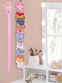 1 Pieza Soporte de pared colgante para lazos de cabello con diseño de dibujos animados, organizador de lazos de cabello de madera, organizador de accesorios para el cabello ahorrativo de espacio para lazos de niñas, accesorios para el cabello. Perfecto para fiestas de revelación de sexo, cumpleaños, bodas, fiestas. El regalo perfecto para colegas, amigos y familiares, vuelta al colegio - Rosa - Ver 1