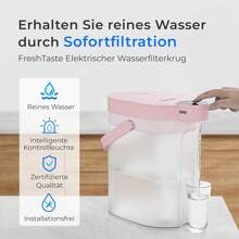 Waterdrop FreshTaste ä Electric Water Filter Jug, 4L Water Filter Dispenser For Refrigerator, Reduces Limescale, Chlorine, Lead, Copper, Cleans, White (Replacement Filter: WD-EWFS)