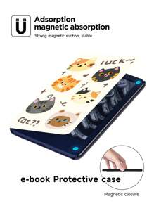 1 pièce Étui de tablette à motif de chat mignon, compatible avec Samsung, Apple et liseuses électroniques. Étui de protection avec fente pour stylo, prenant en charge la fonction de mise en veille/réveil automatique