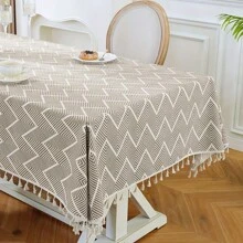 1 chiếc khăn trải bàn hình chữ nhật phong cách tối giản Nhật Bản, chống thấm nước, chống dầu, chống trầy xước, khăn trải bàn tua rua sọc lượn sóng, thích hợp để trang trí nhà cửa hàng ngày, tiệc tùng/lễ hội, tiệc nướng ngoài trời - Nhiều màu - Xem 13