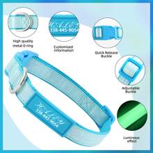 Rokhevn 1 pieza Collar personalizado para perro con nombre e información de contacto impresa en UV - Collar de seguridad de nailon reflectante visible de noche, hebilla ajustable, soporte para etiqueta de identificación de mascota
