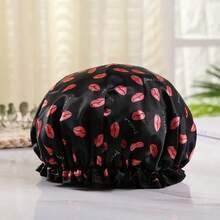 Gorro de ducha doble impermeable, champú para el cabello, baño, cubierta para cabezal de maquillaje - Puntos negros - Ver 11