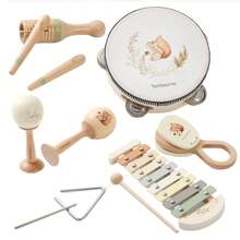 Infant & Toddler Musical Cognitive Stimulating Toy Set - Squirrel Printed Wooden Music Toy, Sensory Training, Coordination Development, Gentle Colors, Suitable For Boys And Girls