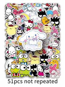 50 件官方*可爱 Sanrio 1.5-2.0 英寸混合乙烯基防水儿童涂鸦贴纸适用于笔记本电脑、水瓶、保险杠、电脑、手机、笔记本贴纸和贴花 - 彩色 - 查看 13
