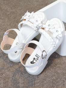 Sandalias para niñas, nuevos zapatos de verano de suela plana con punta abierta, zapatos de princesa de suela suave de moda para niñas pequeñas