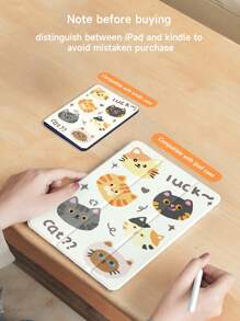 1 pièce Étui de tablette à motif de chat mignon, compatible avec Samsung, Apple et liseuses électroniques. Étui de protection avec fente pour stylo, prenant en charge la fonction de mise en veille/réveil automatique