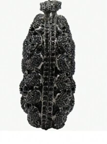 Cartera de mano con calaveras brillantes y diamantes de imitación para mujer, bolsos de noche con cristales, carteras de noche con diamantes para fiesta de graduación - Plateado - Ver 3