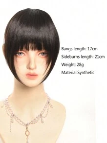 Synthetic Women's Hair Short Straight Bangs Natural Fake Wig Clip In Hairpieces For Black Heat Resistant Fiber