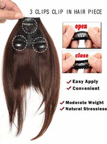 Synthetic Women's Hair Short Straight Bangs Natural Fake Wig Clip In Hairpieces For Black Heat Resistant Fiber